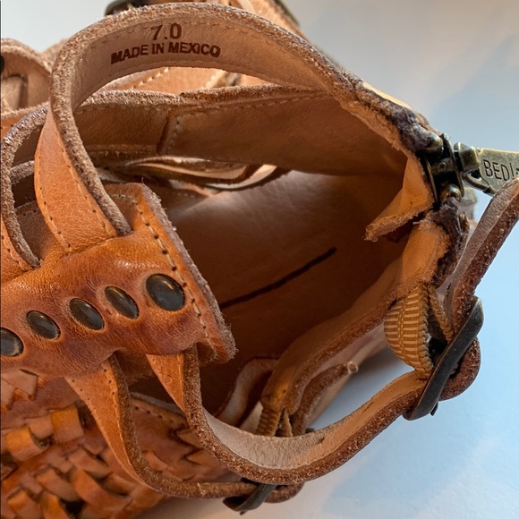 Free People Bed Stu Claire Gladiator Tan Leather Sandals Sz 7 - Picture 12 of 14